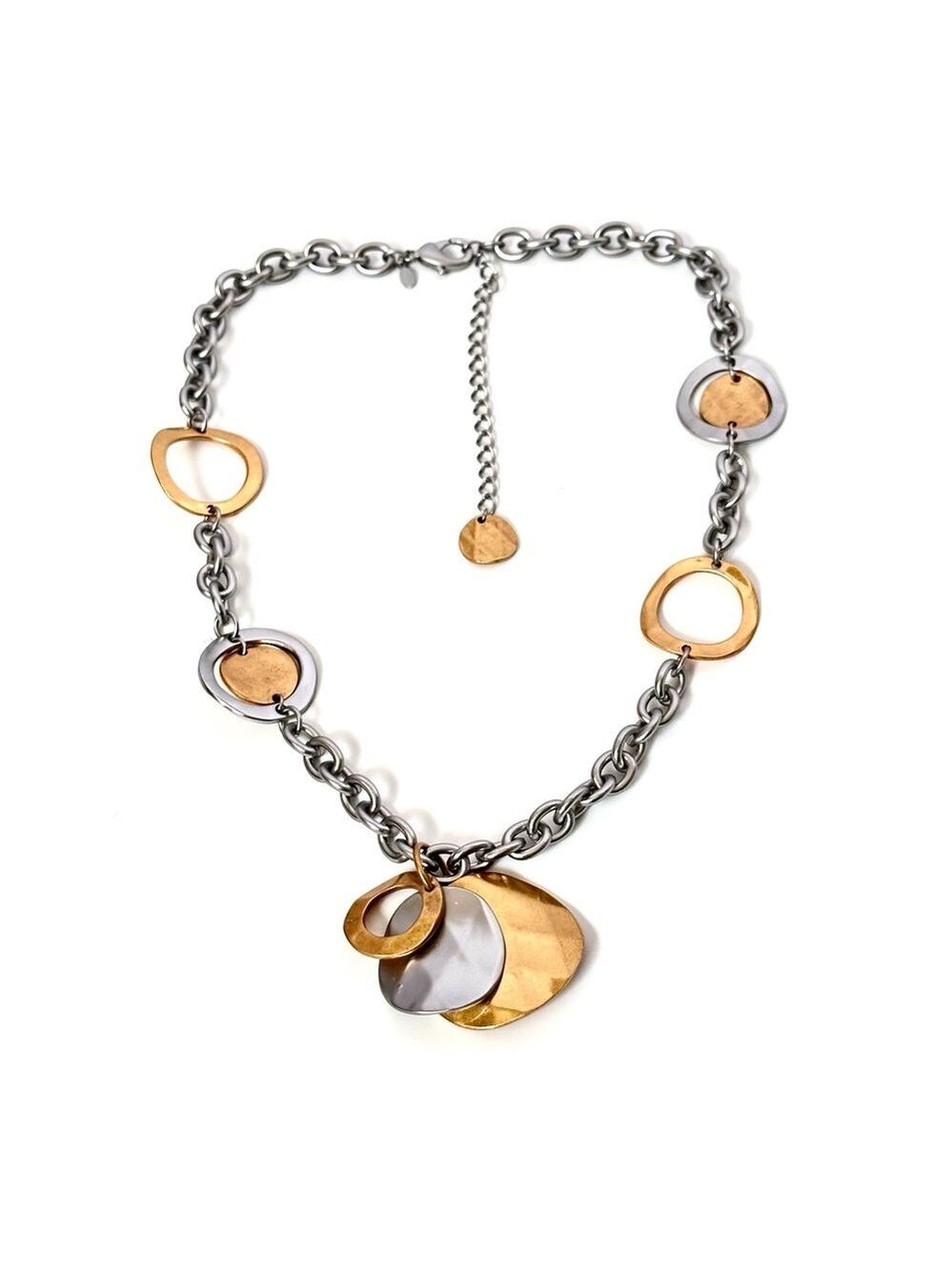 PREMIER DESIGNS Mixed Metals Gold & Silver Medallion URBAN GLAM Necklace | NWT